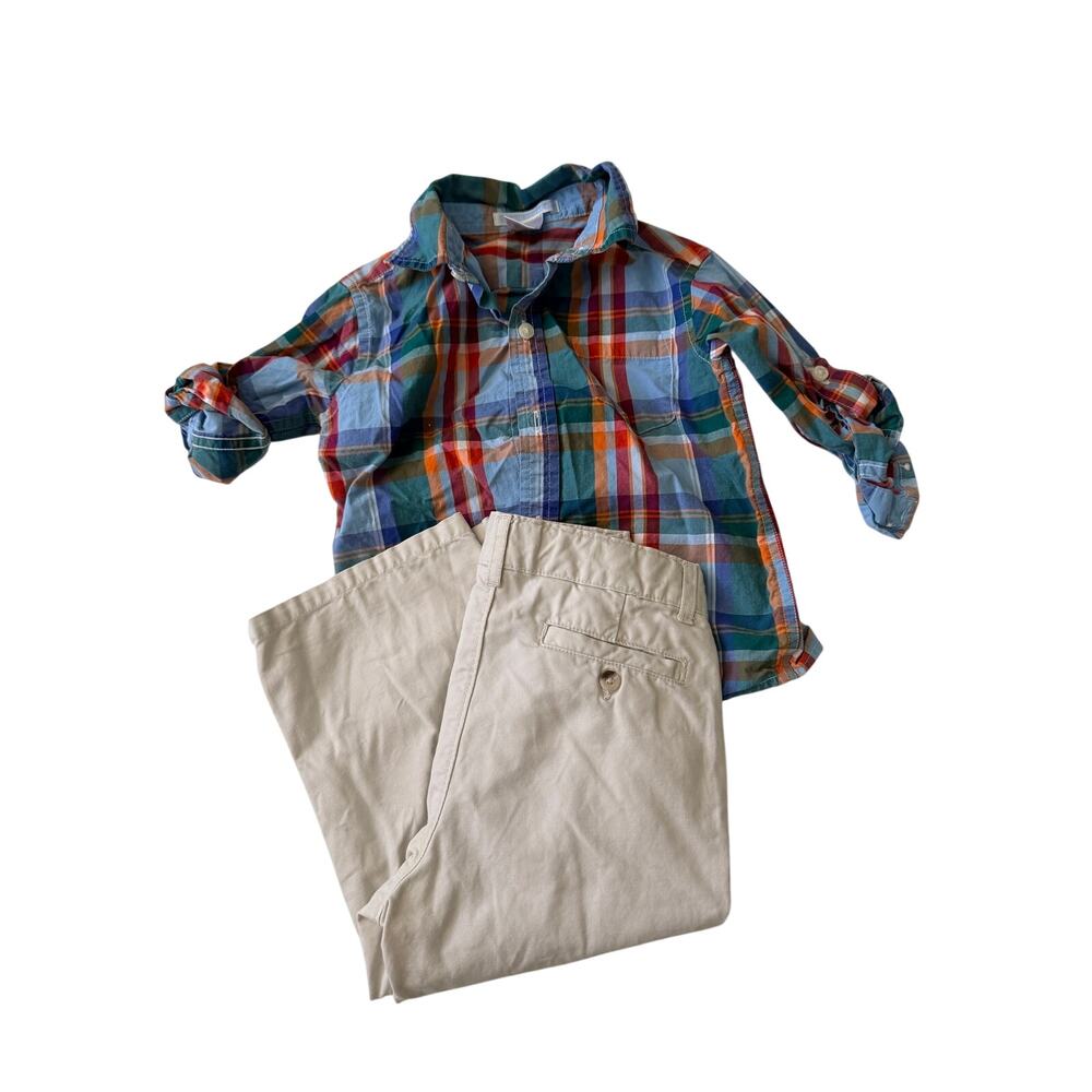 Janie and Jack Fall Outfit: Plaid Button-Down & Chino Pants